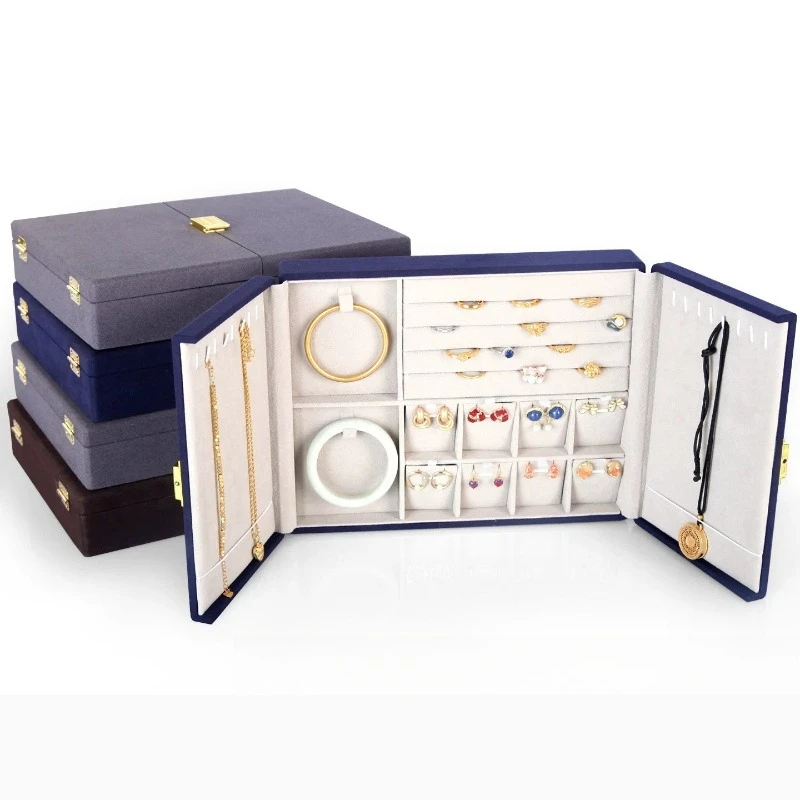 Counter Jewelry Storage Box Portable Travel Jewelry Organizer Boxes Jeweler Necklace Pendant Case Women's Ring Earrings Cases