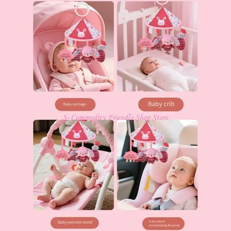 85AE Lovely Animal Rattle Plush Hanging Toy Baby Stroller Comfort Soothing Teether
