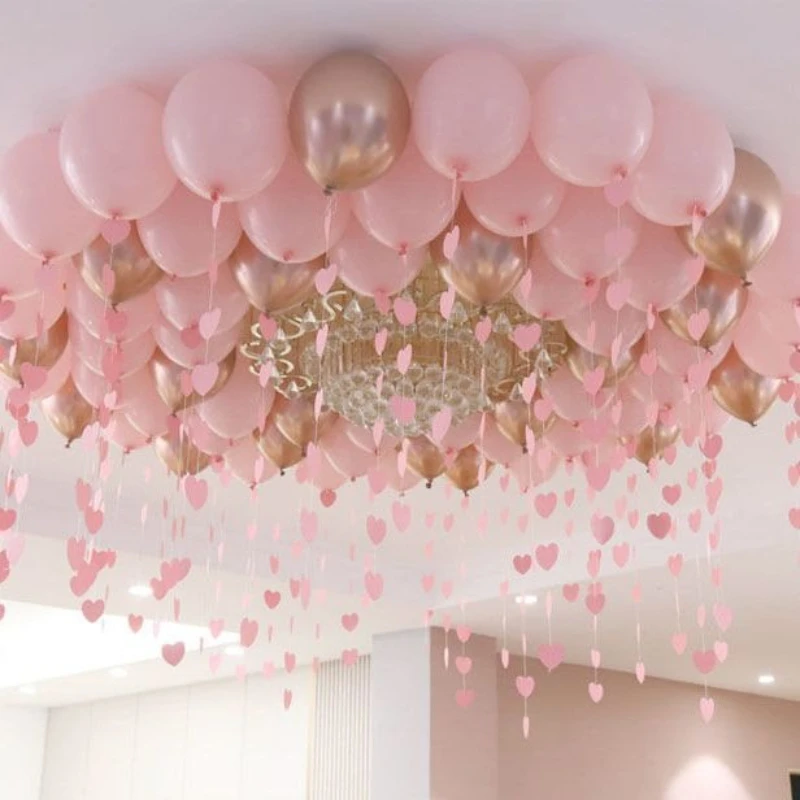 Pink balloon pendant heart-shaped new house decoration wedding arrangement romantic rain silk ceiling balloon