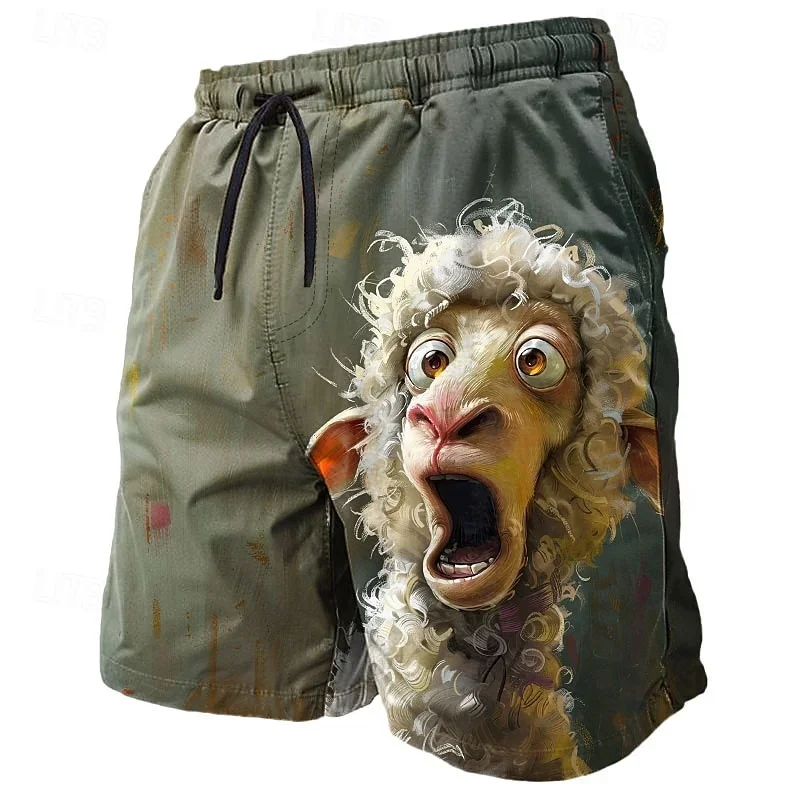 3D Print Tiger Sheep Chicken Rabbit Short Pants For Men Animal Pattern Beach Shorts Summer Hawaiian Board Shorts Kid Swim Trunks