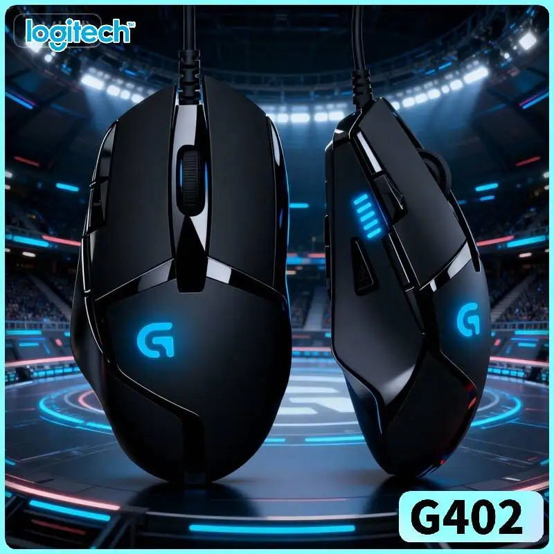 Logitech G402 Wired Gaming Mouse 500 IPS 32-Bit ARM Processor Anti-Slip Ergonomic Design for PC Gaming Play