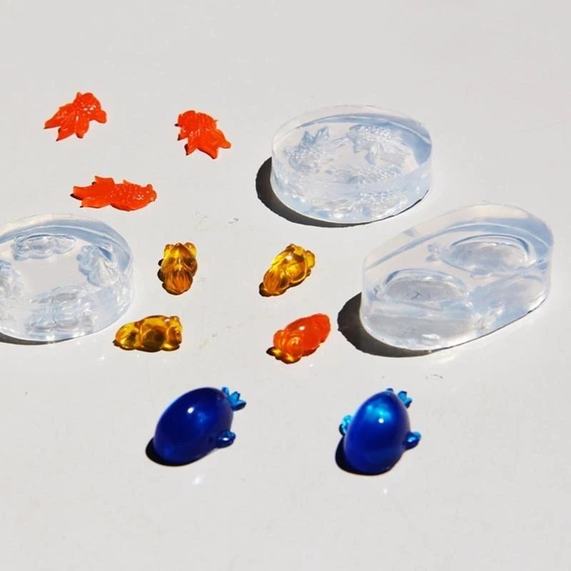 3Pcs Silicone Molds Epoxy Gold Fish Whale Mould for Baking Decorating