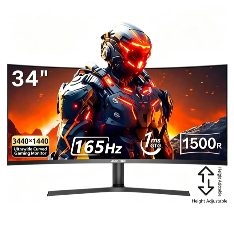 34 Inch Monitor Curved DP/3440*1440 165Hz VA WQHD Desktop Wide Display 21:9 LED Gamer Computer Screen 1500R