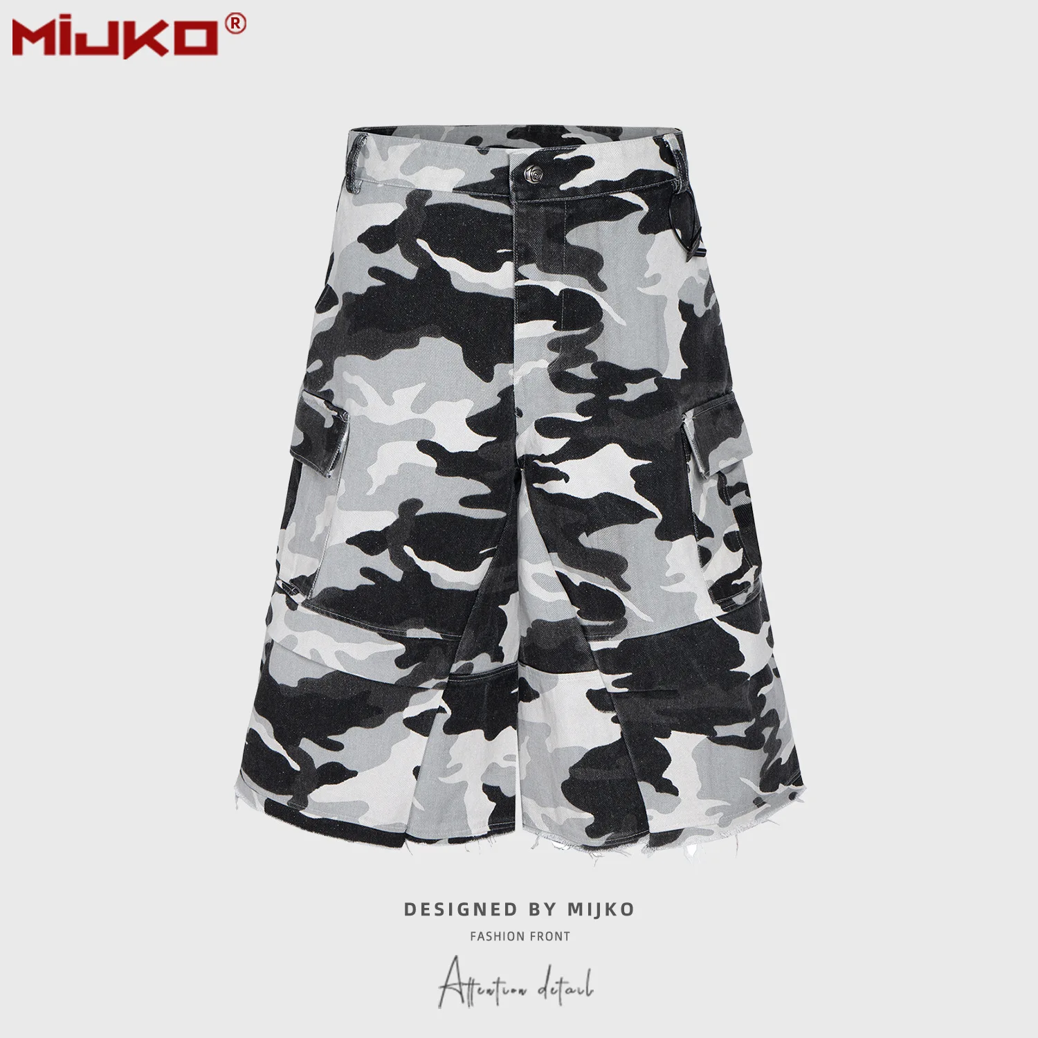MIJKO Camouflage Baggy Shorts Coated Seven Minutes Shorts 100% Cotton #8499