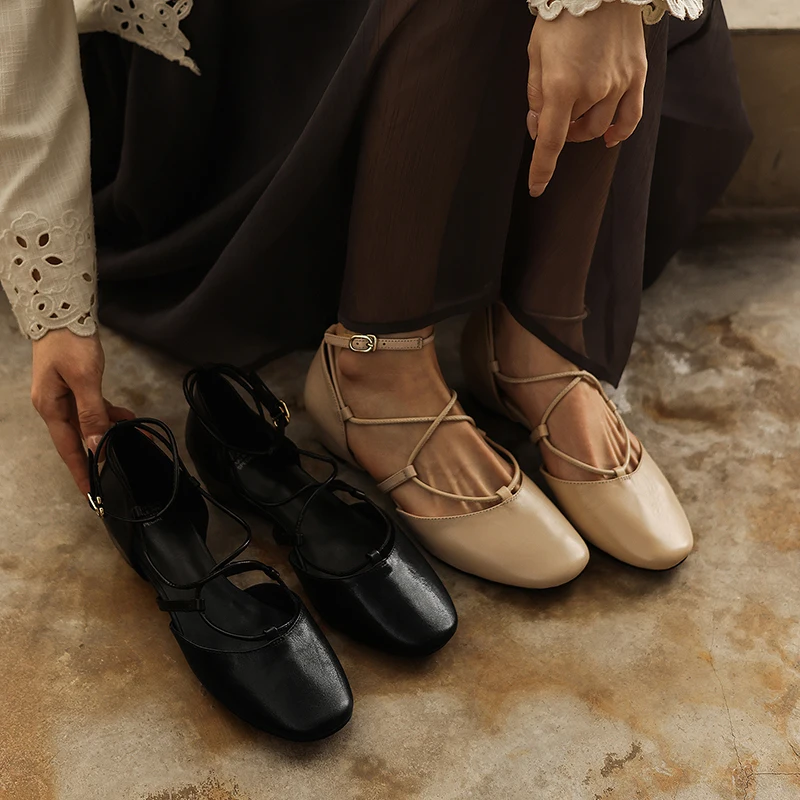 2026 new summer women sandals natural leather plus size 22-25cm sheepskin+cowhide+pigskin cross-strap ankle-buckle women shoes