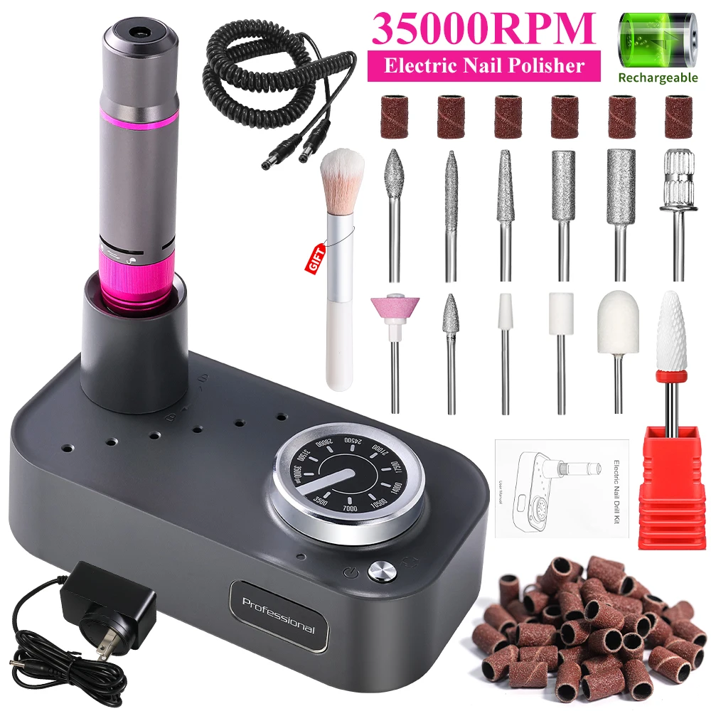 MOSKANY 35000RPM Professional Electric Nail Drill Machine Set Portable Nail Drill Electric Nails File Machine   for Manicure Kit
