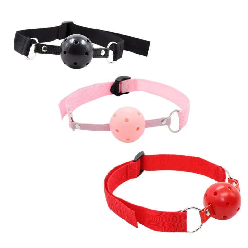 PU Hollow Solid Ball Mouth Gag Head Harness BDSM Oral Restraint Role Play Fetish Toy For Adult Men Women Couples 18+