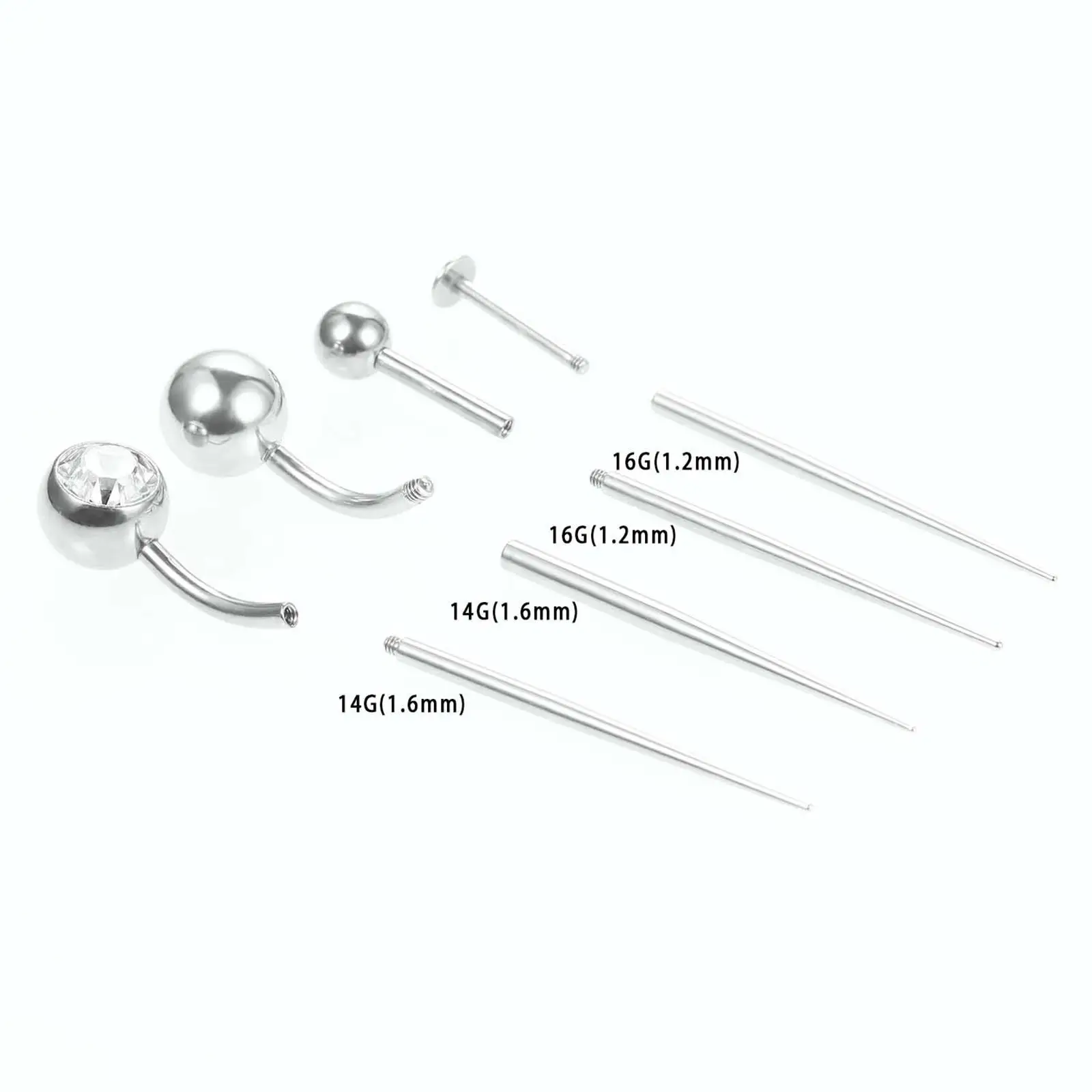 Threaded Pin Taper 1.18 Inches Stainless Steel Piercing Tool Kit for Nose Lip Ear Stretching Jewelry Changing
