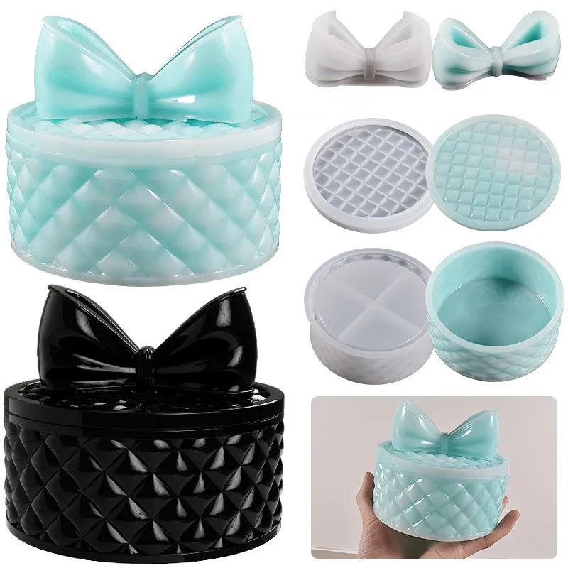 Creative Storage Box Silicone Mold DIY Crystal UV Epoxy Resin Bowknot Storage Box Molds Gift Box Jewelry Making Tools