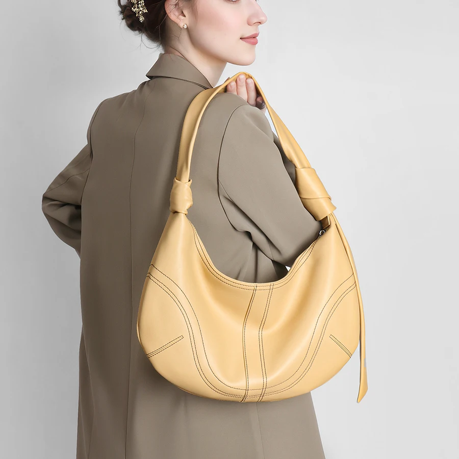New underarm bag for women small Crescent designer high-capacity shoulder crossbody bag daily commuter real leather handbags sac