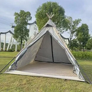 Outdoor camping tent waterproof and windproof double-layer door curtain quick opening portable camping