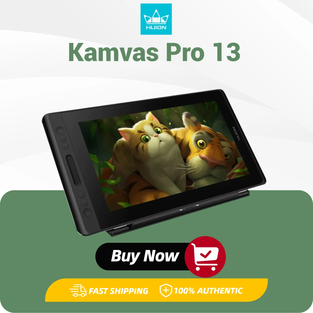 Huion Kamvas Pro 13 Graphics Tablet Screen 13.3 Inch Monitor Tilt Support Battery-Free Digital Stylus Pen Display Full Laminated