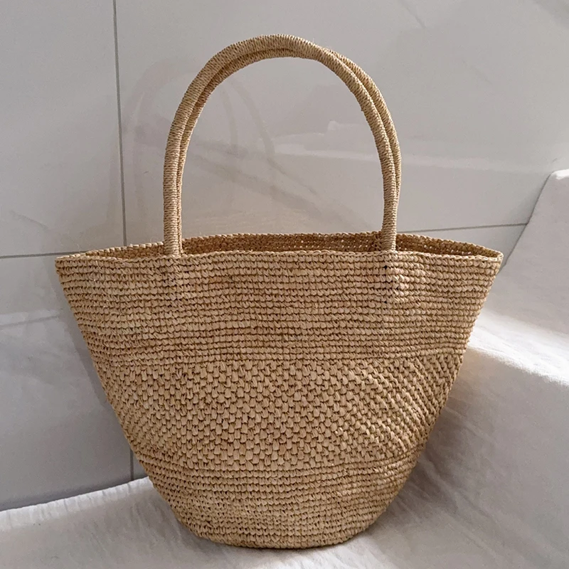 Straw Handmade Woven Bag for Women - Handmade Raffia Woven Tote Handbag, Summer Mesh Beach Purse for Vacation Holiday