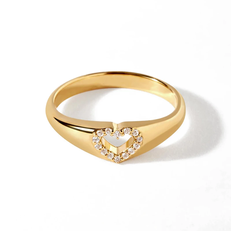 Valentine's Day Fine Jewelry Designer Retro Trendy 925 Sterling Silver Heart Pave Zircon Hollow Out Rings for Girls