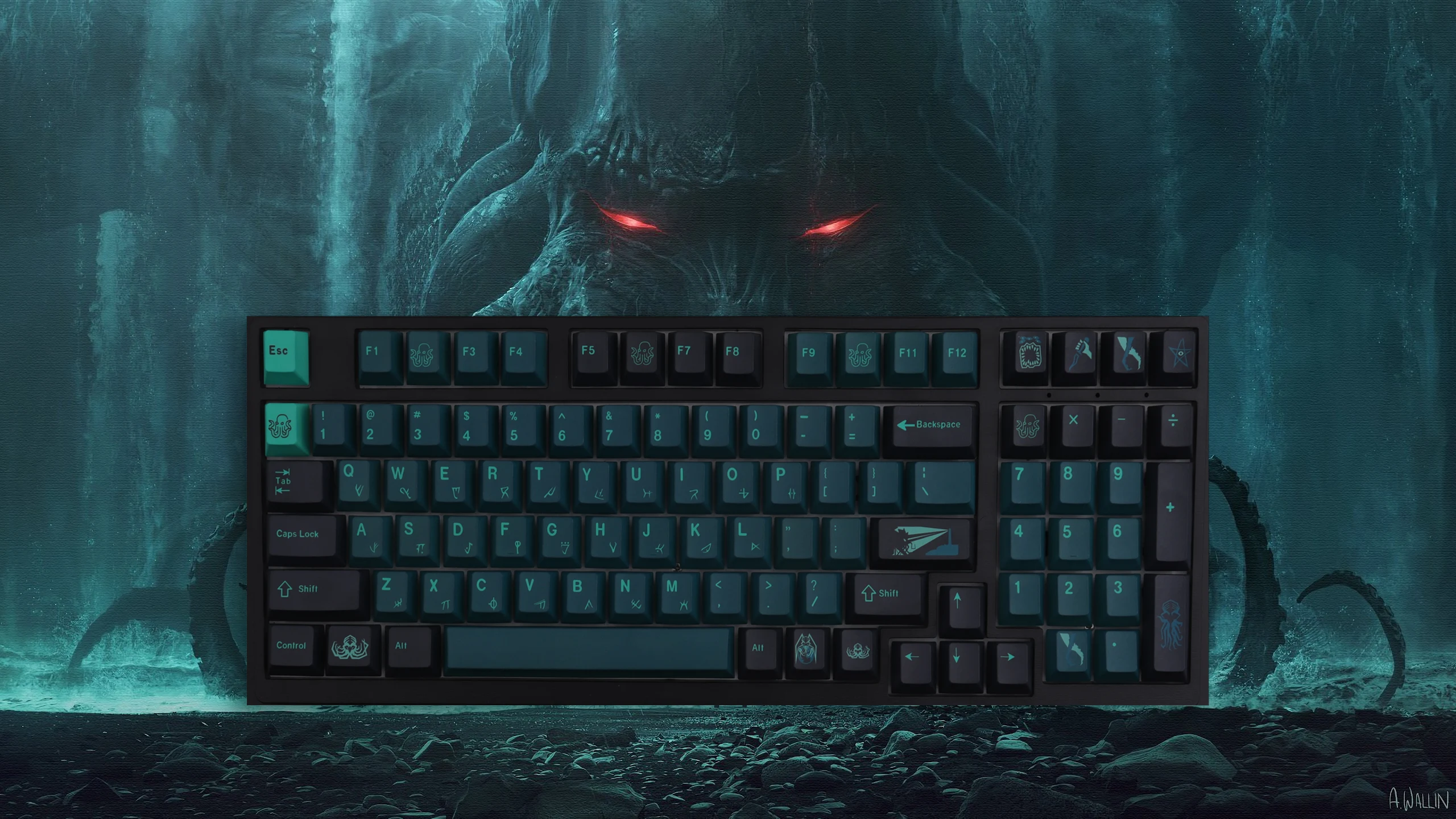 GMK Horror Abyss PBT Keycaps 129 Keys Keycaps Cherry Profile DYE-SUB Personalized Keycaps For MX Switch Mechanical Keyboard